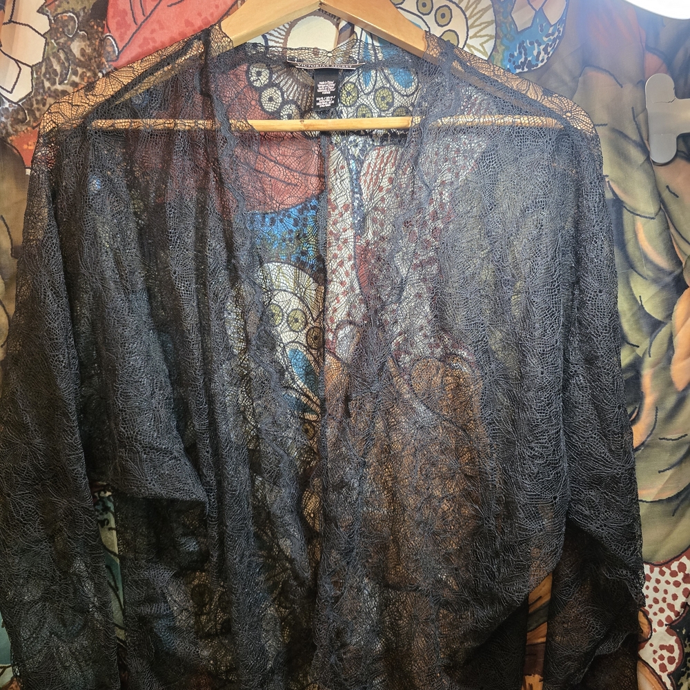 Victoria's Secret Sheer Black Lace Robe